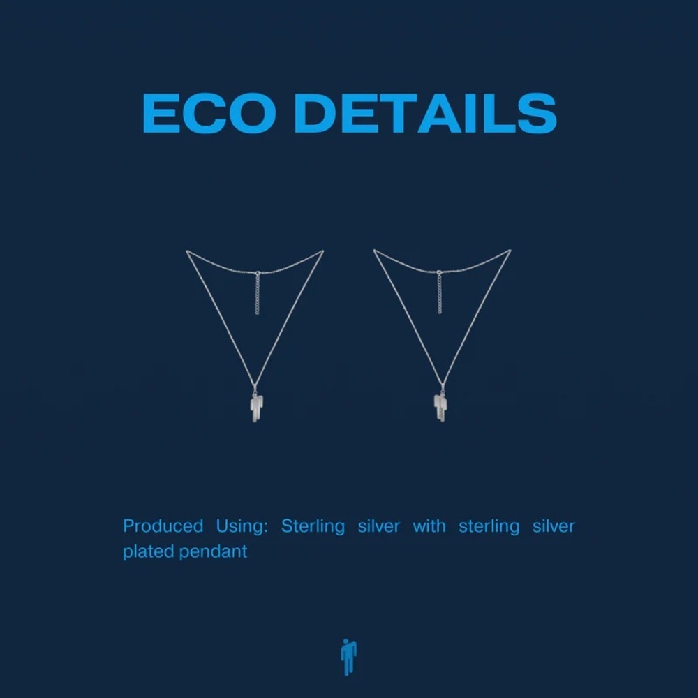 Billie Eilish BLOHSH Silver Friendship Necklace 2 Pack